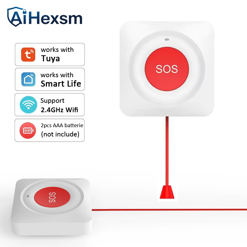 Home Security Key - Botão SOS WiFi Tuya com corda