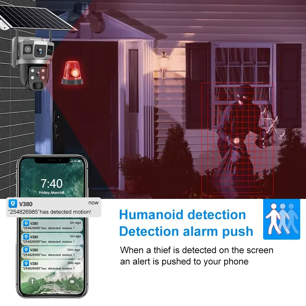 Câmera V380 4K com 3 Telas, 4G - Home Security Device avaliação e preço